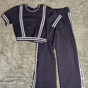 Black and White Striped Two-Piece Set